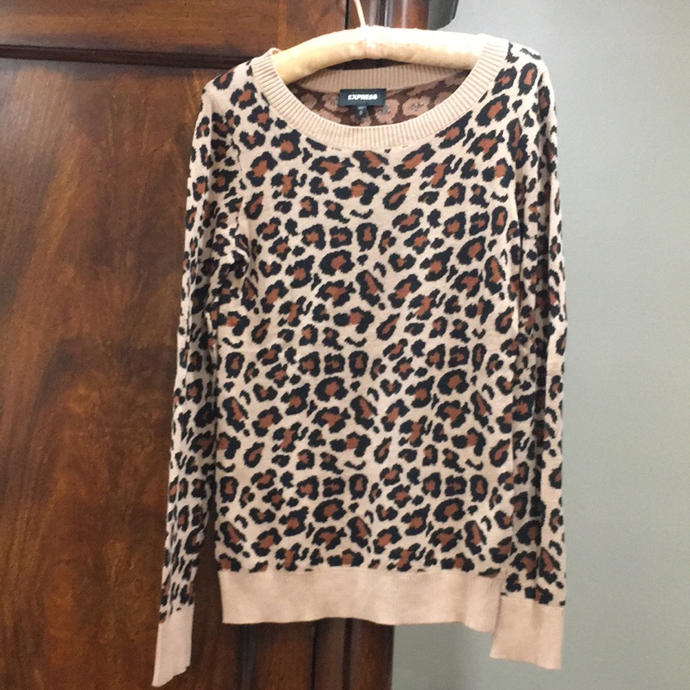 Express animal print fitted sweater